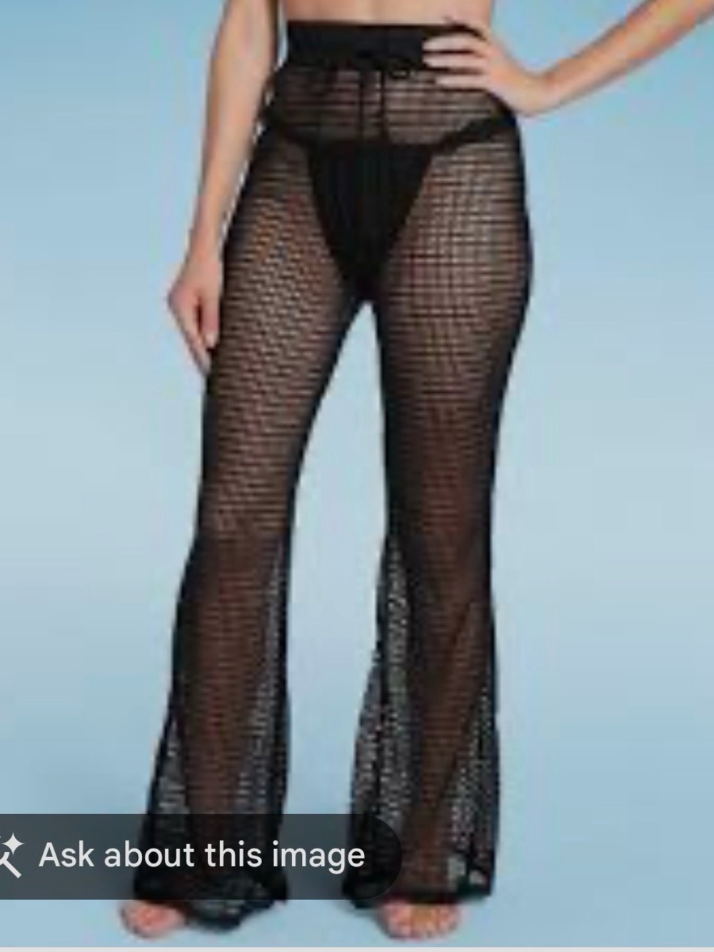Shade & Shore Black Sheer Crochet Flare Coverup Pants